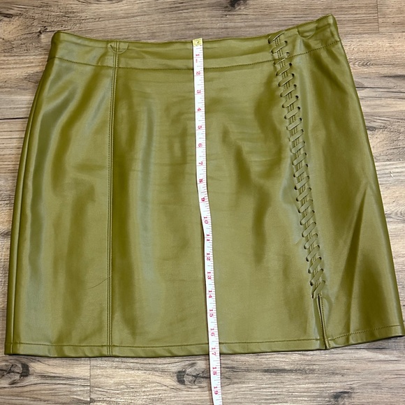 French Connection Olive Faux-Leather Mini-Skirt - Picture 5 of 9